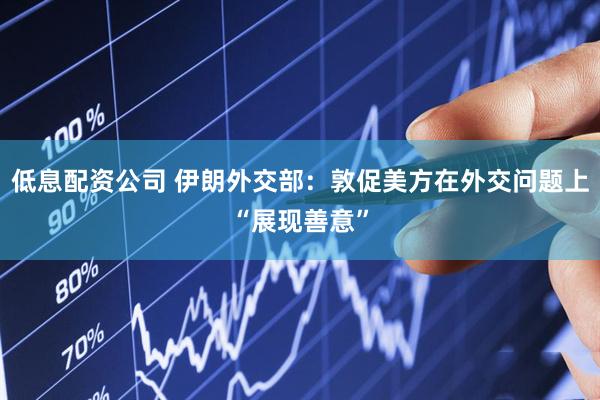 低息配资公司 伊朗外交部：敦促美方在外交问题上“展现善意”